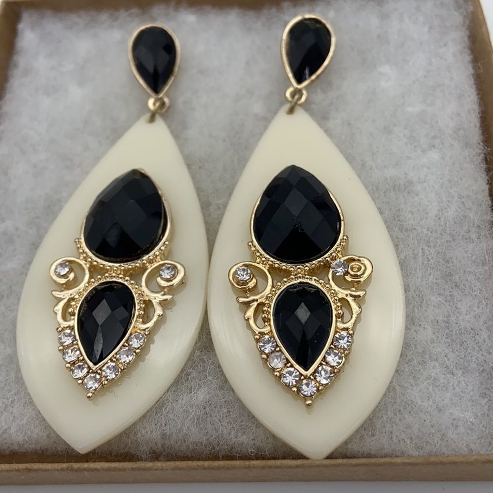 Statement Bejeweled Drop Dangle Stud Earrings - image 3